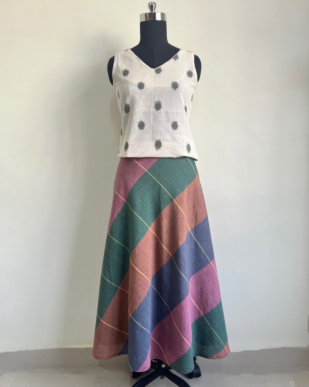 Nila Skirt - Multicoloured handwoven cotton
