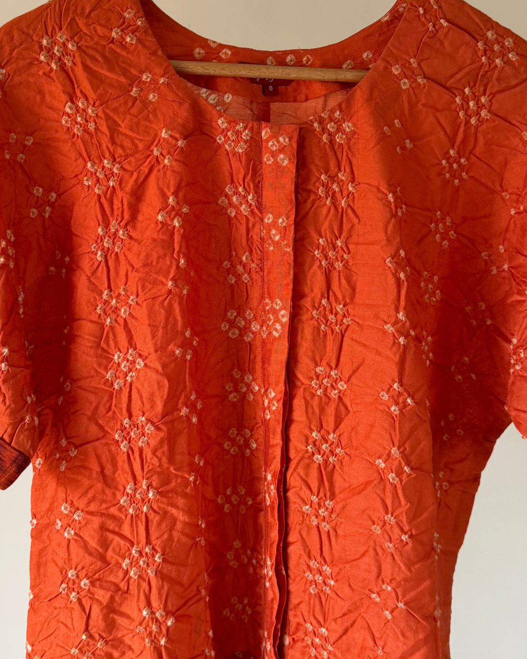 Devi Shirt (round neck)-Orange Bandhani
