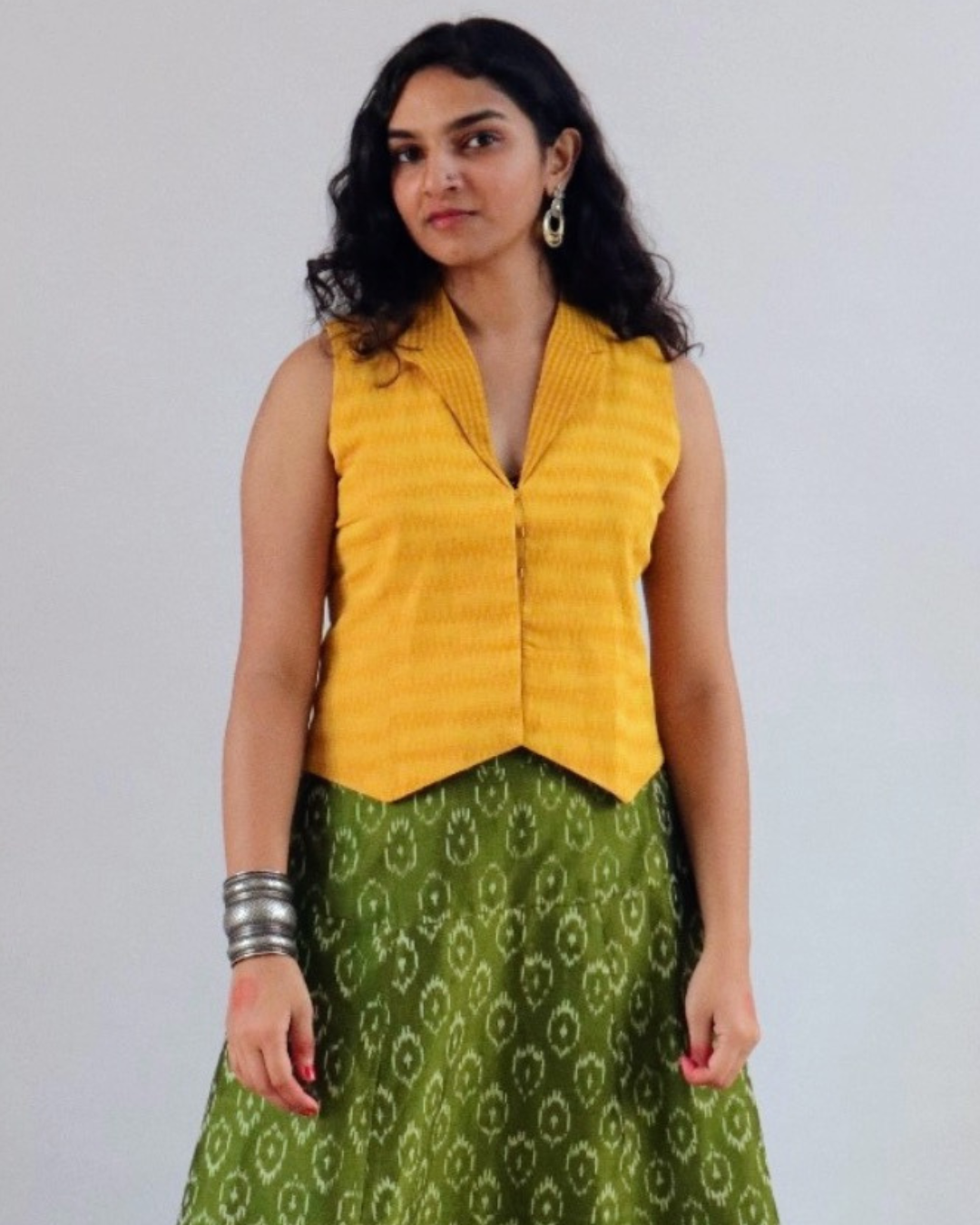 Laxmi crop top - blue ikkat