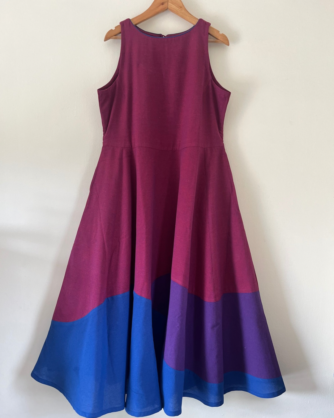 Varada Dress - deep pink with patchwork