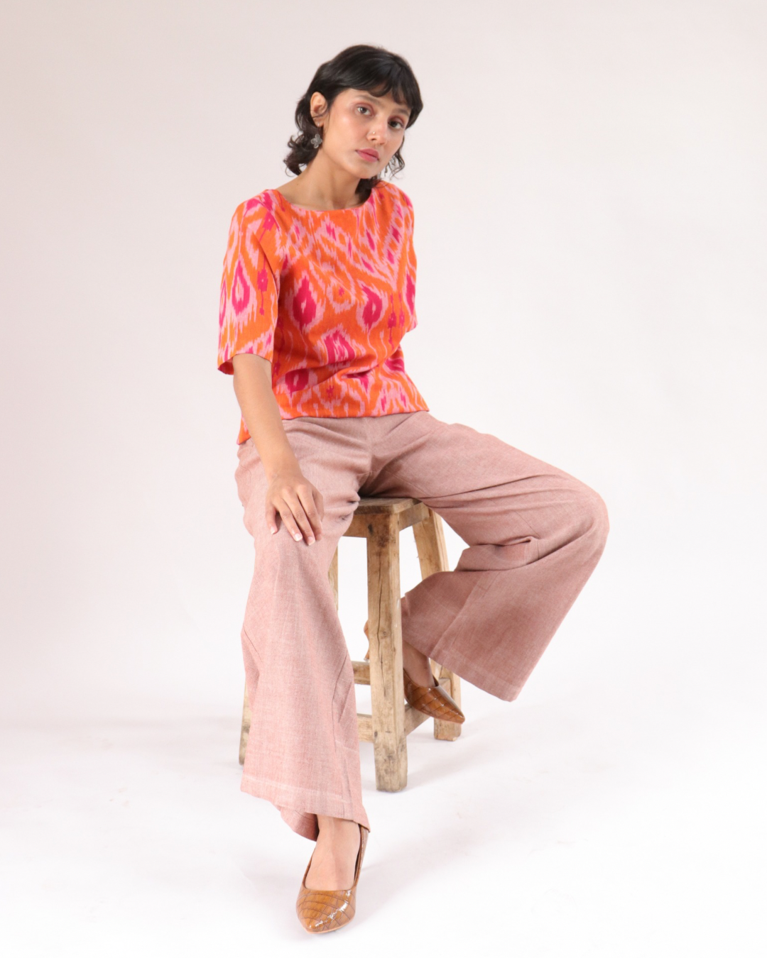 Uttara Top - Orange Pink Ikat