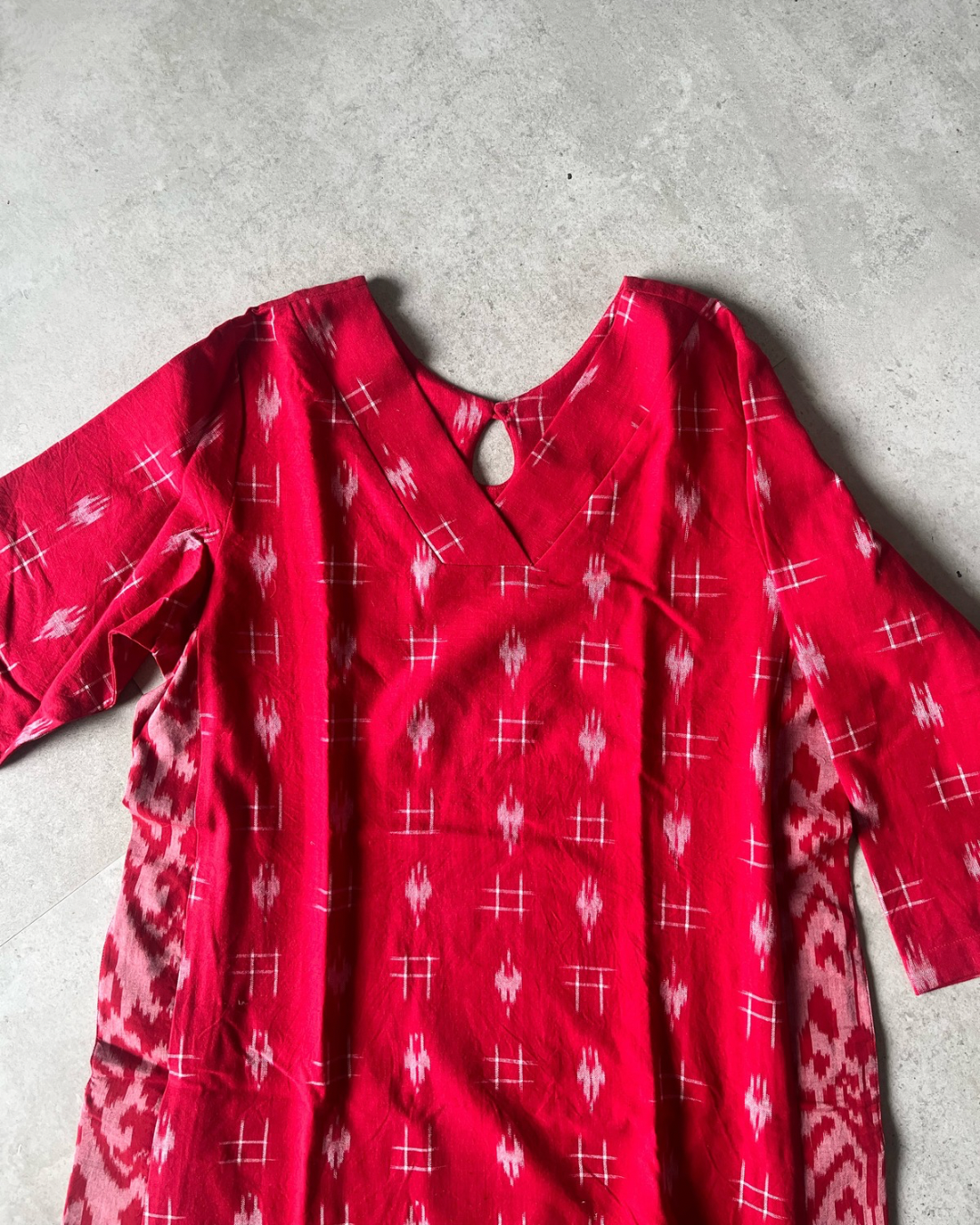Lekha Dress - Bright Red Ikat