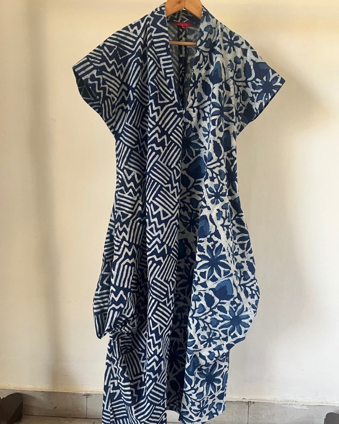 Emy Cowl Dress - Indigo block