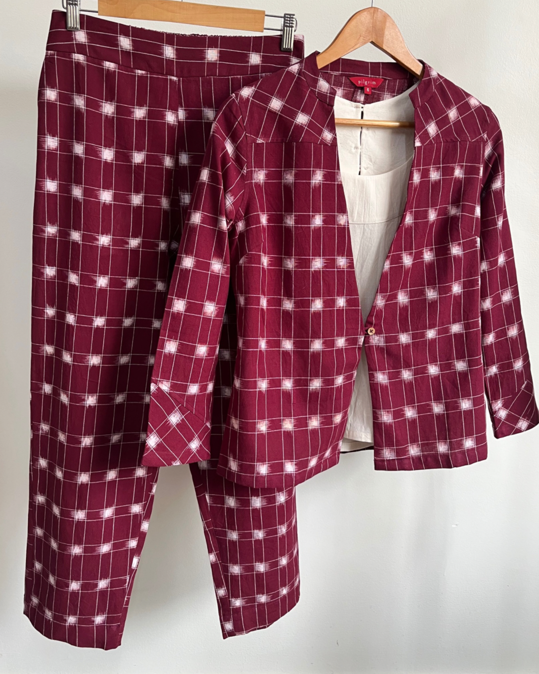 Sail Edit Pants - Maroon White Ikat