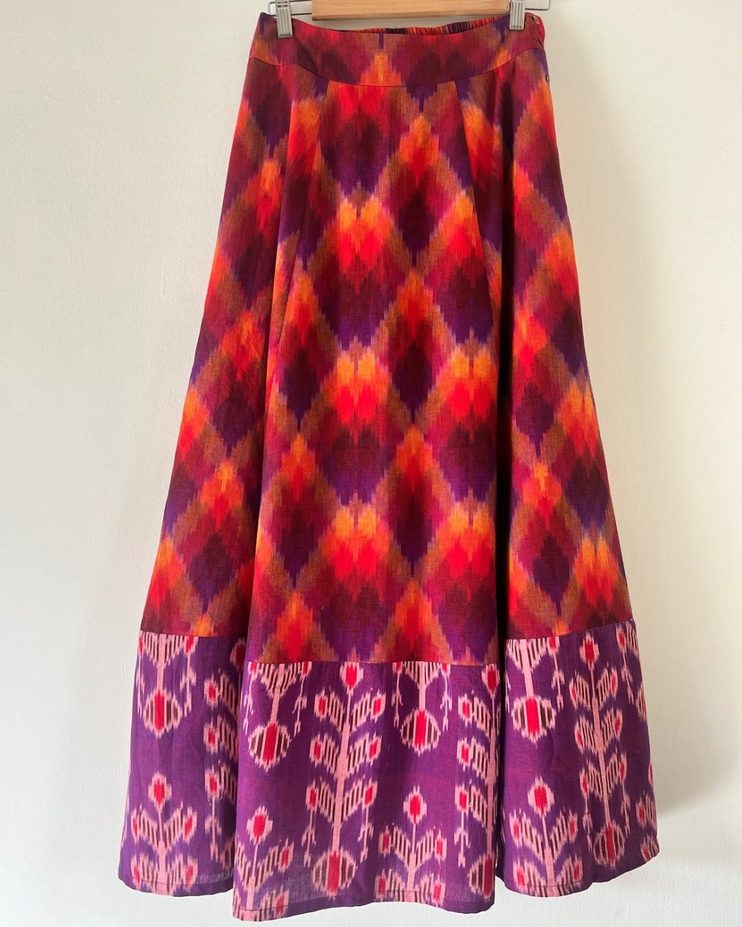 Halfmoon Skirt - purple red ikkat