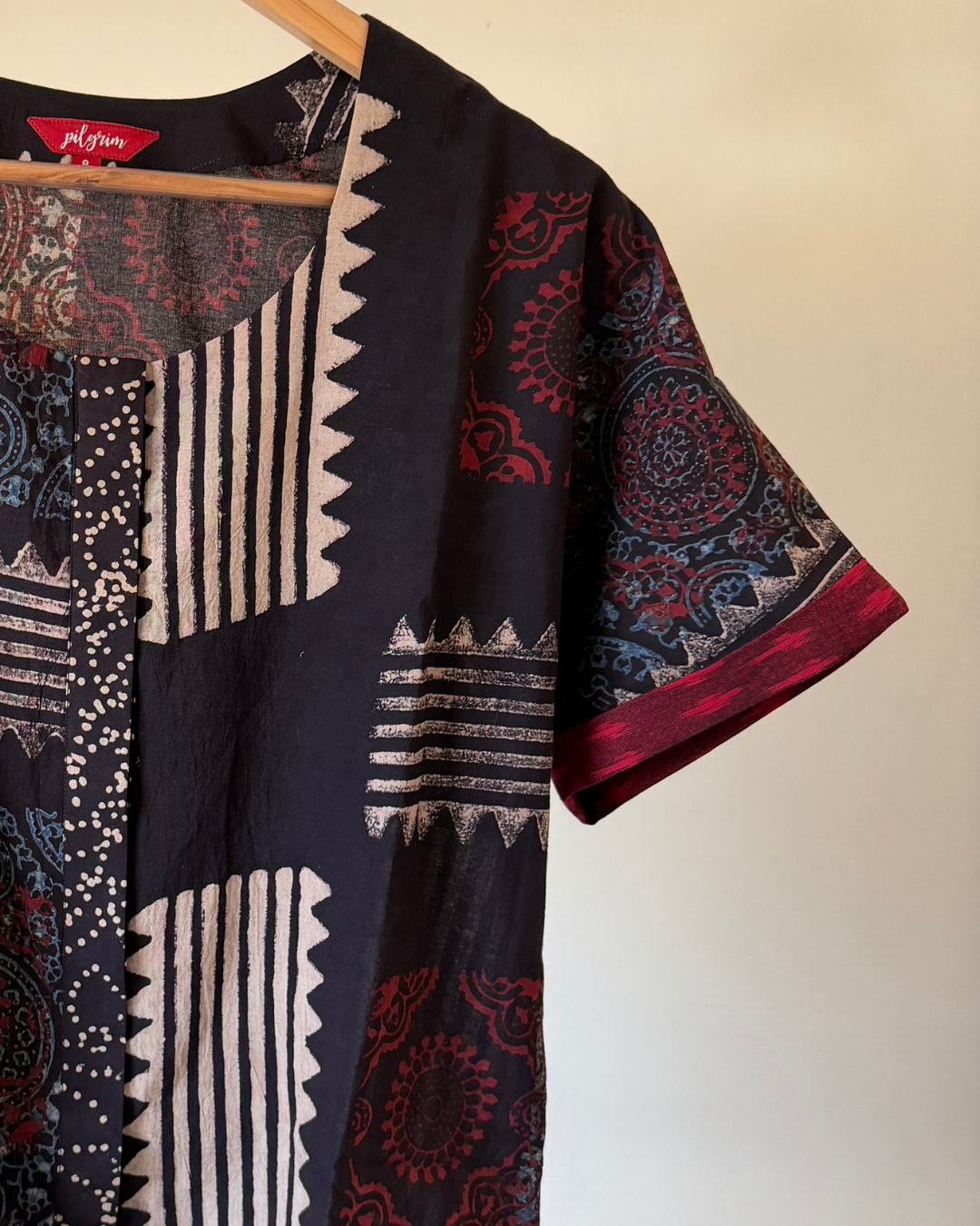 Devi Shirt - Black Ajrakh (no collar)