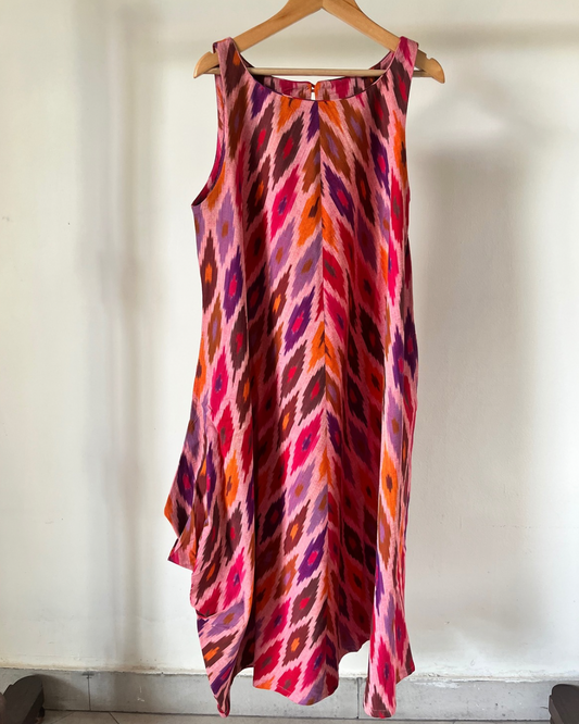Bulbul Cowl Dress - multicoloured ikkat