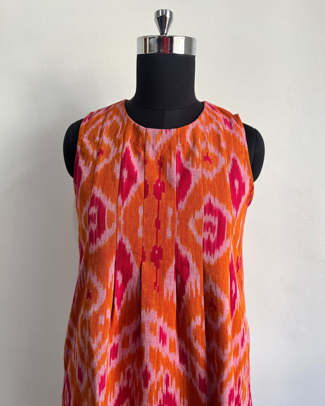 Kalyani Dress - Orange Pink ikkat