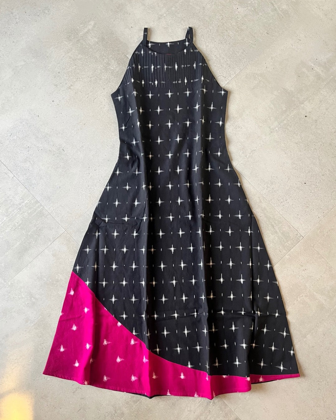 Tara Dress - black ikkat