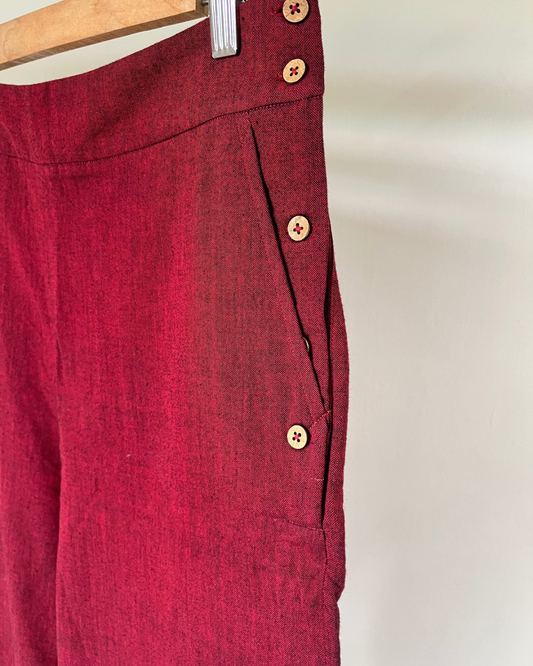Sail Edit Pants - Maroon Cotton