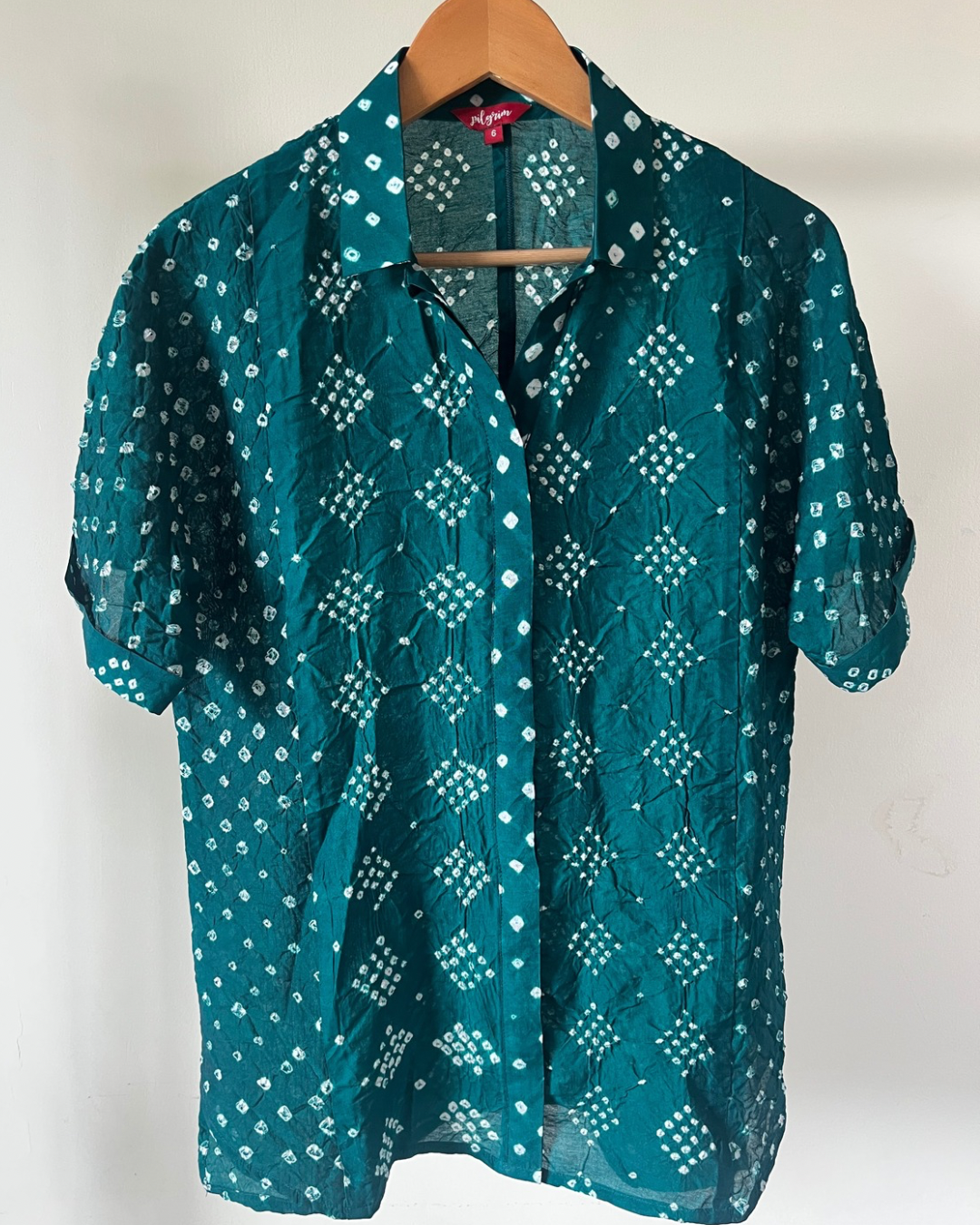 Devi Shirt - deep green bandhani
