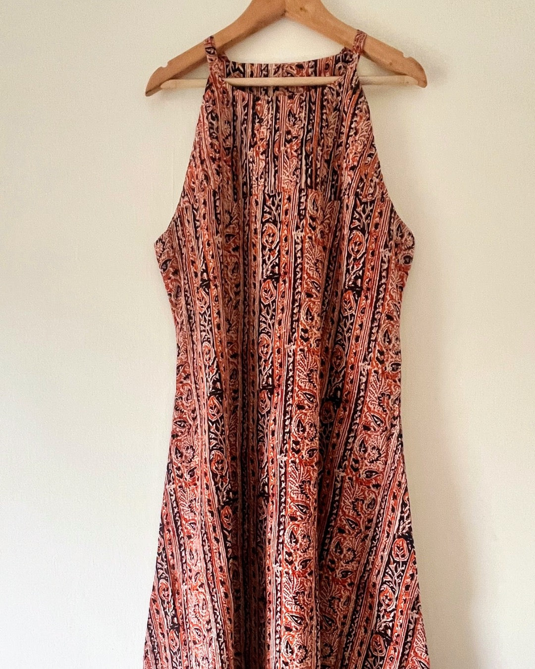 Tara Dress - cream orange Kalamkari