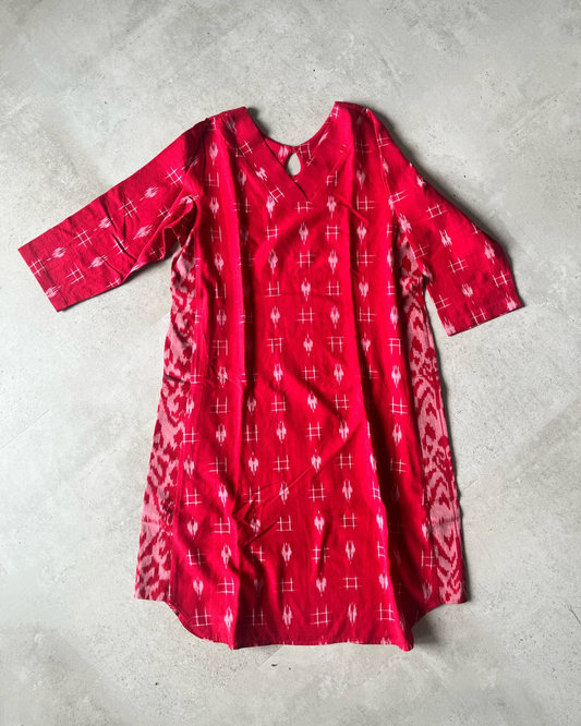 Lekha Dress - Bright Red Ikat