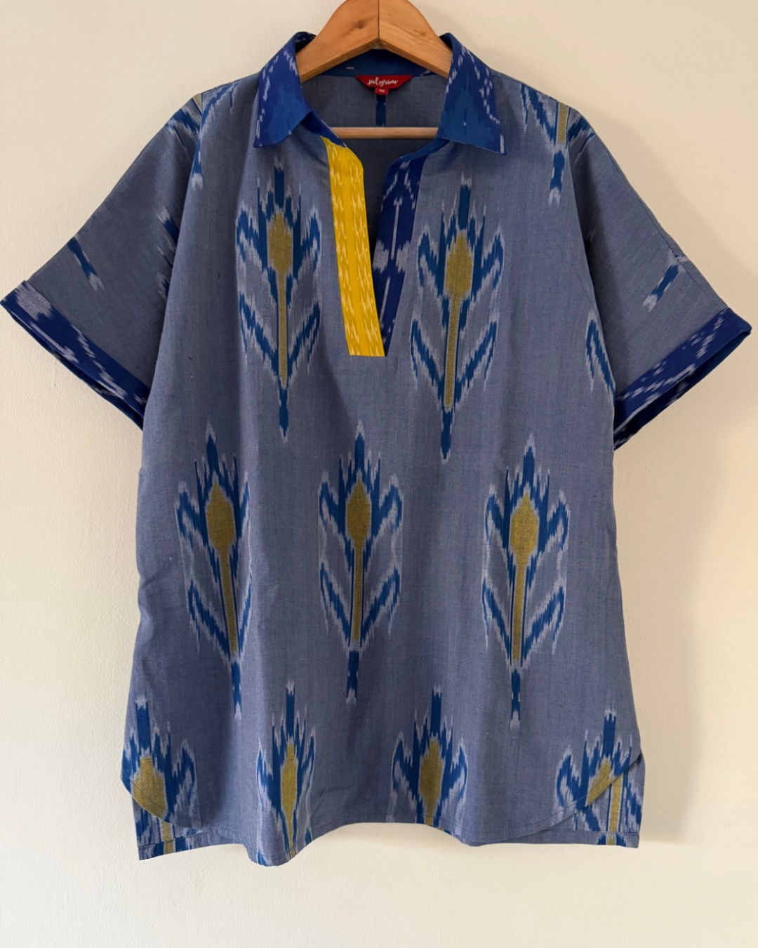 Paro top - steel blue ikkat