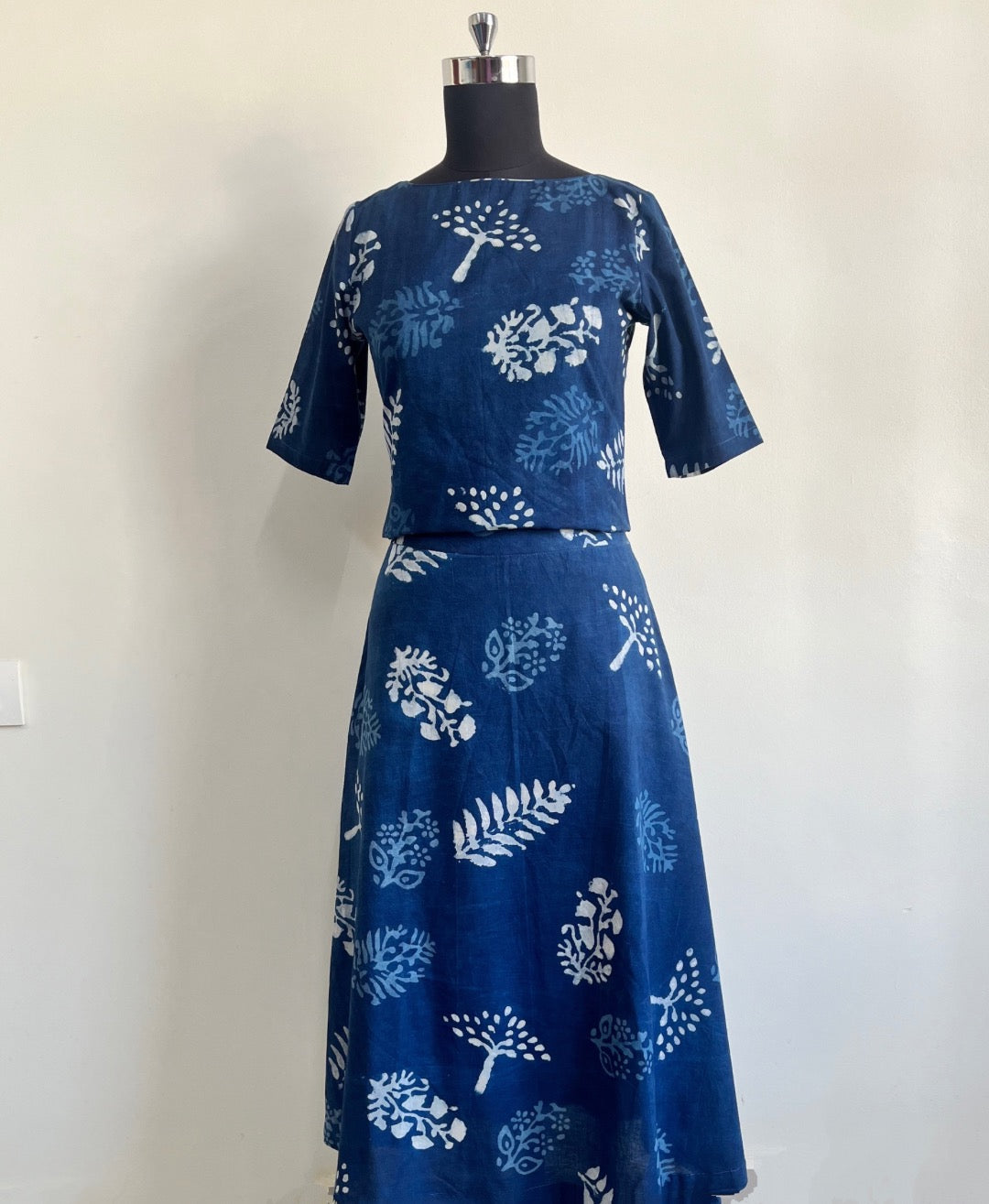 Nila Skirt - Indigo Leaf Block Print