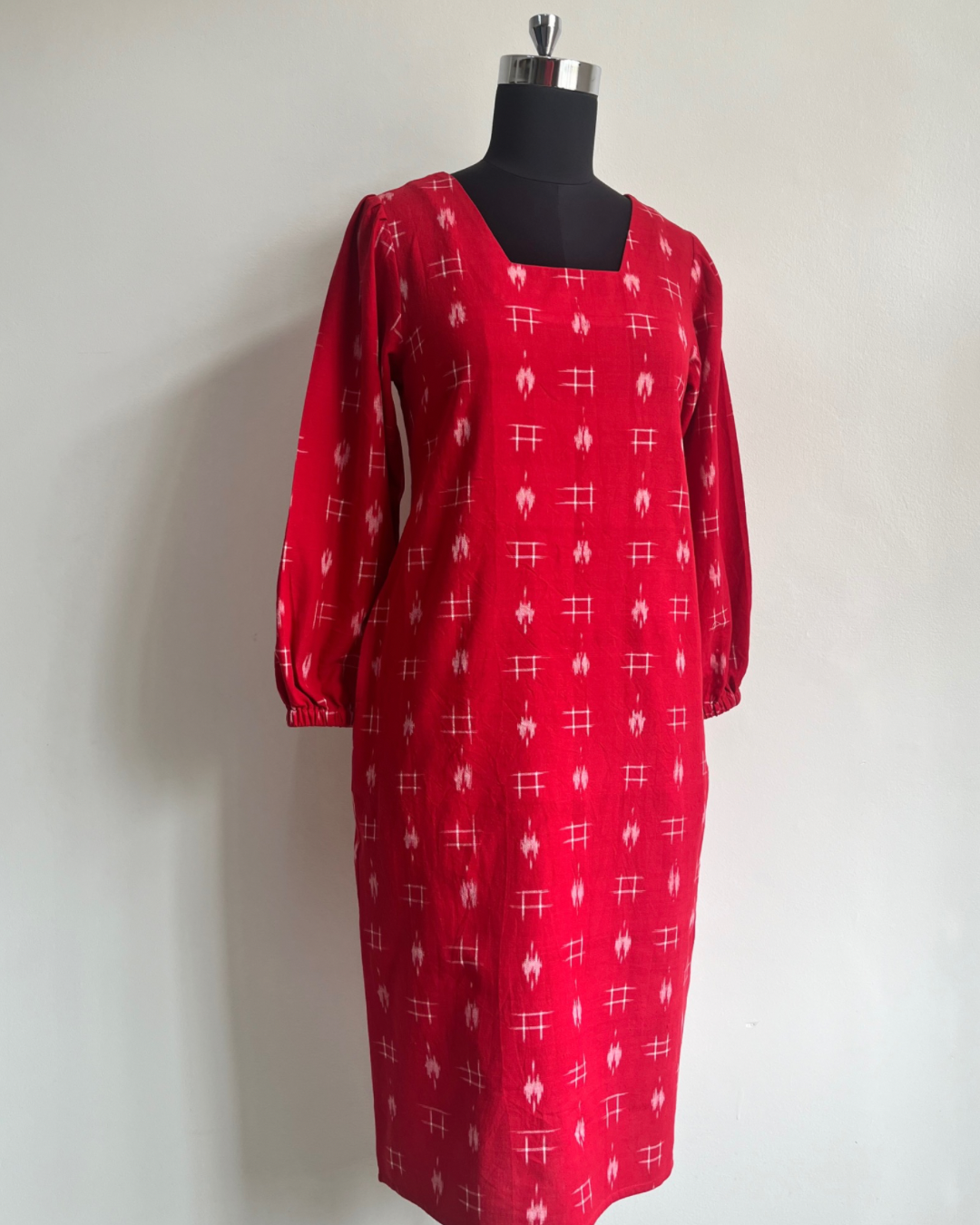 Luna Dress - Bright Red Ikat