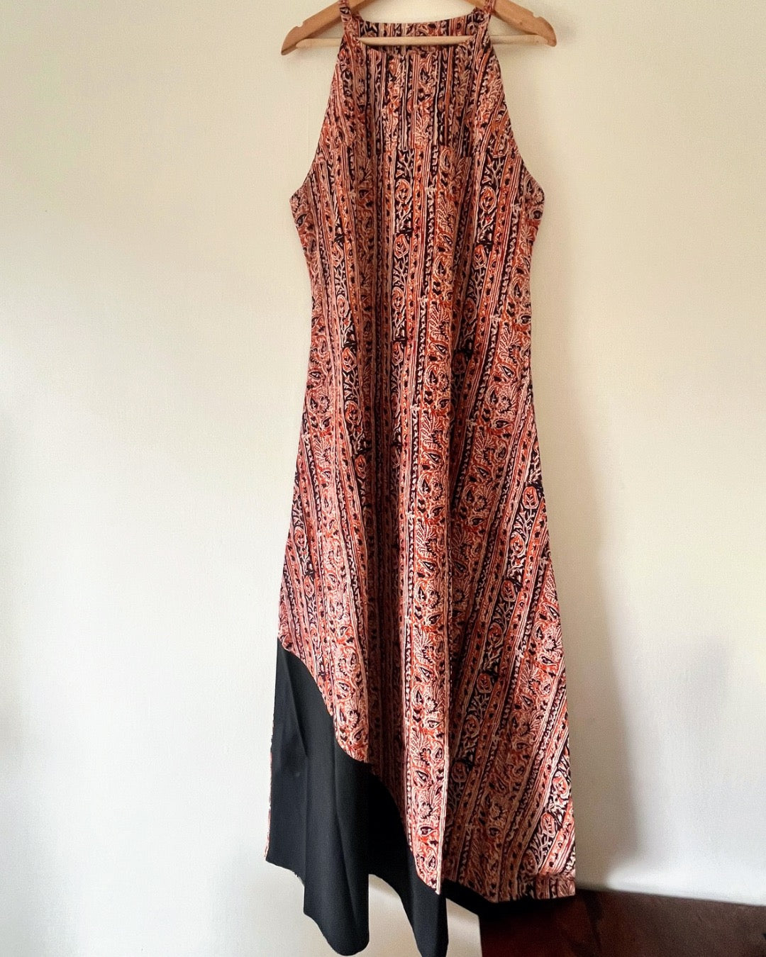 Tara Dress - cream orange Kalamkari