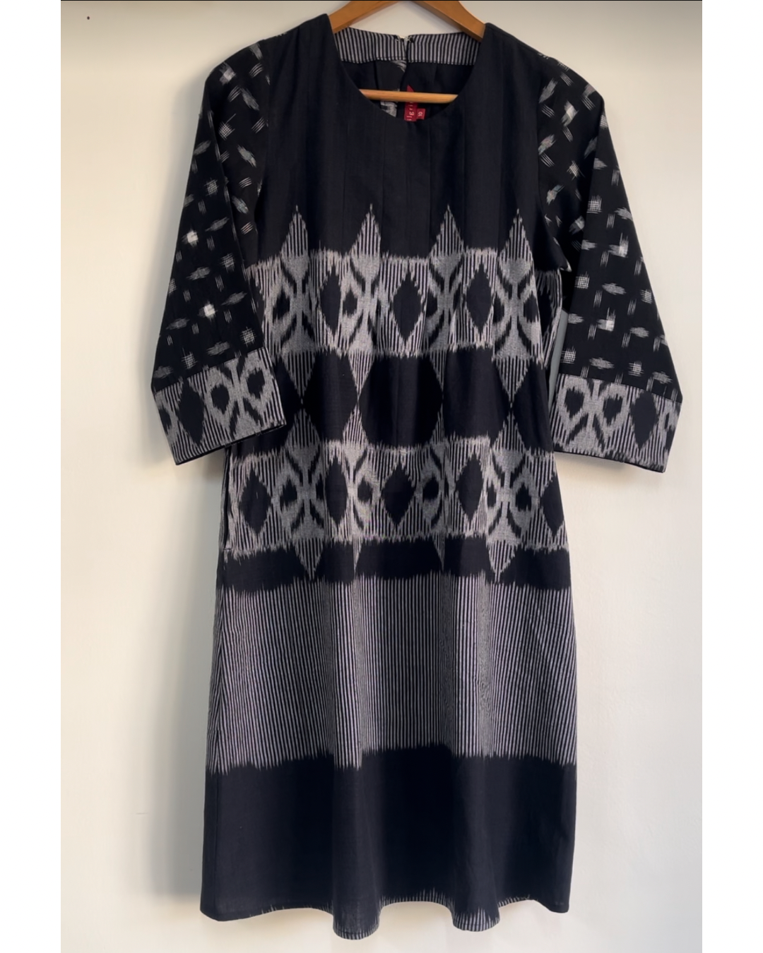 Kalyani Dress - Black Grey Ikat