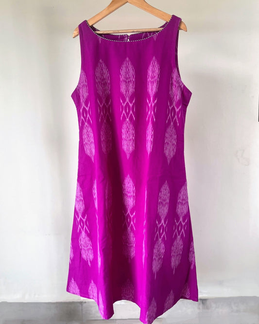 Amrit Dress - Bright purple ikkat