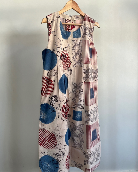 Kalyani Dress - Dual Geometric Ajrakh