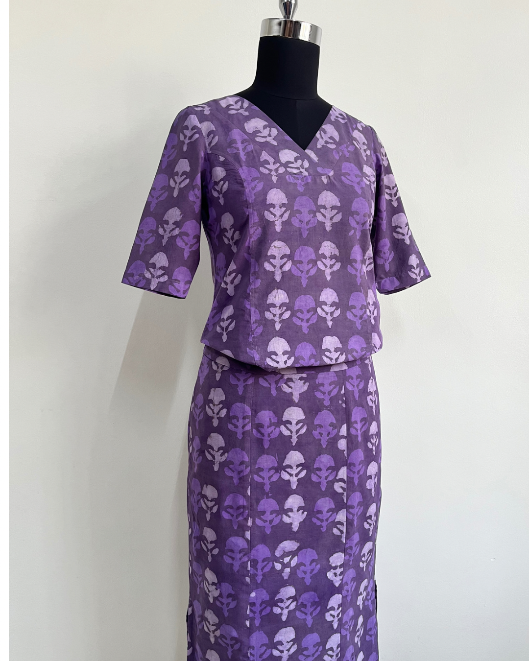 Anya Skirt - Light Purple Block Print