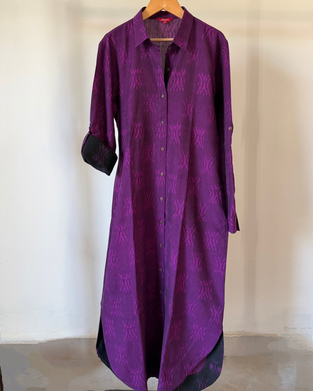 The Long Shirt Dress - deep purple ikkat
