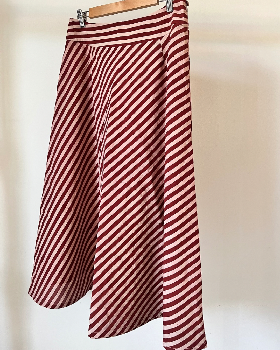 Nila Skirt - Red striped block print