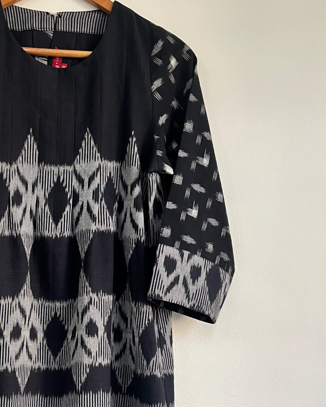 Kalyani Dress - Black Grey Ikat