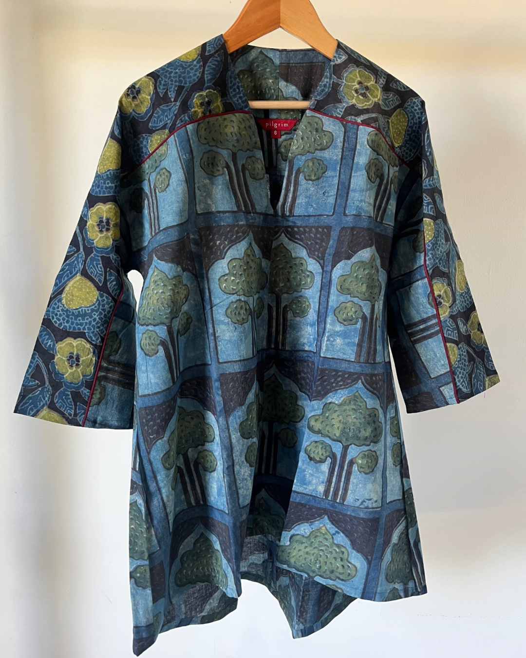 Fly Away Top - Indigo Block Print