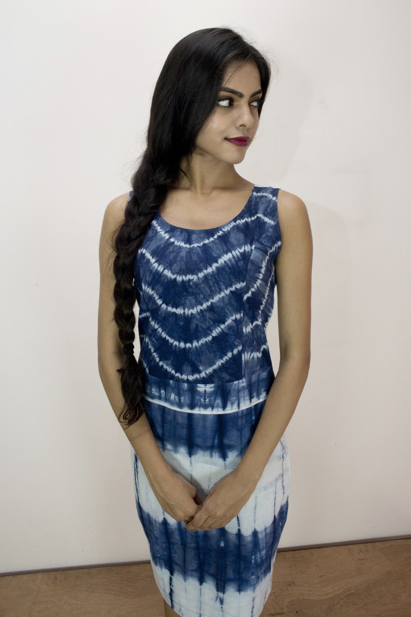 SandGlass Dress - Indigo Multi Tie and Dye