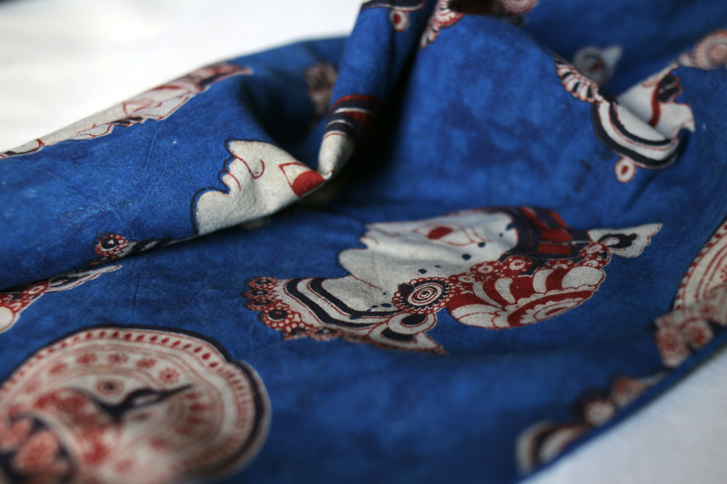 Rectangle Skirt - Blue Maroon Faces Block