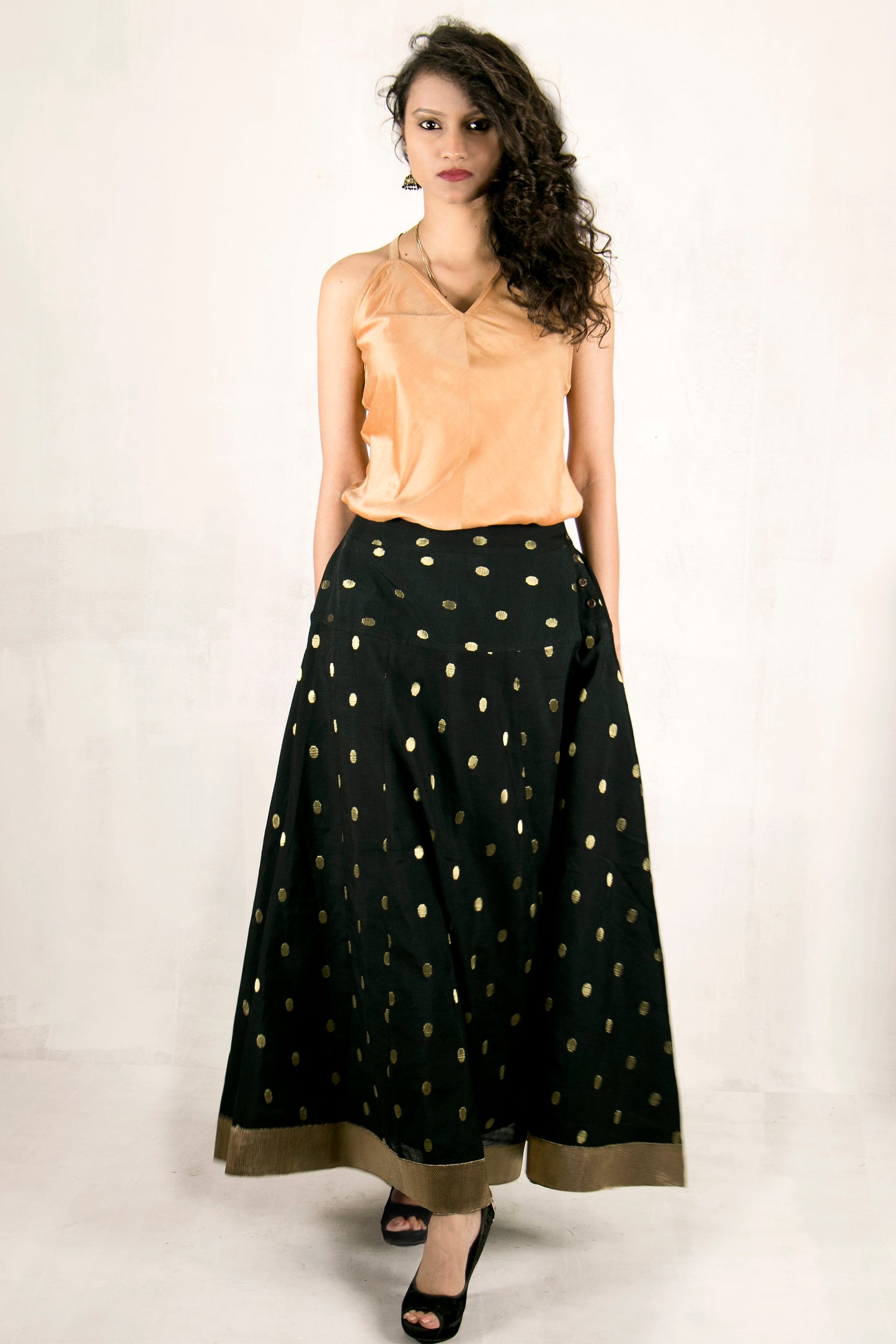 Swing Halter Top - Gold Banarasi
