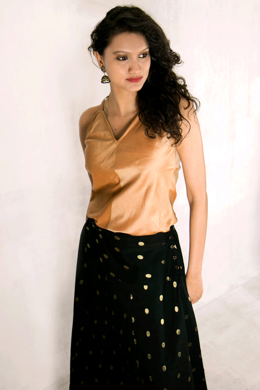 Swing Halter Top - Gold Banarasi