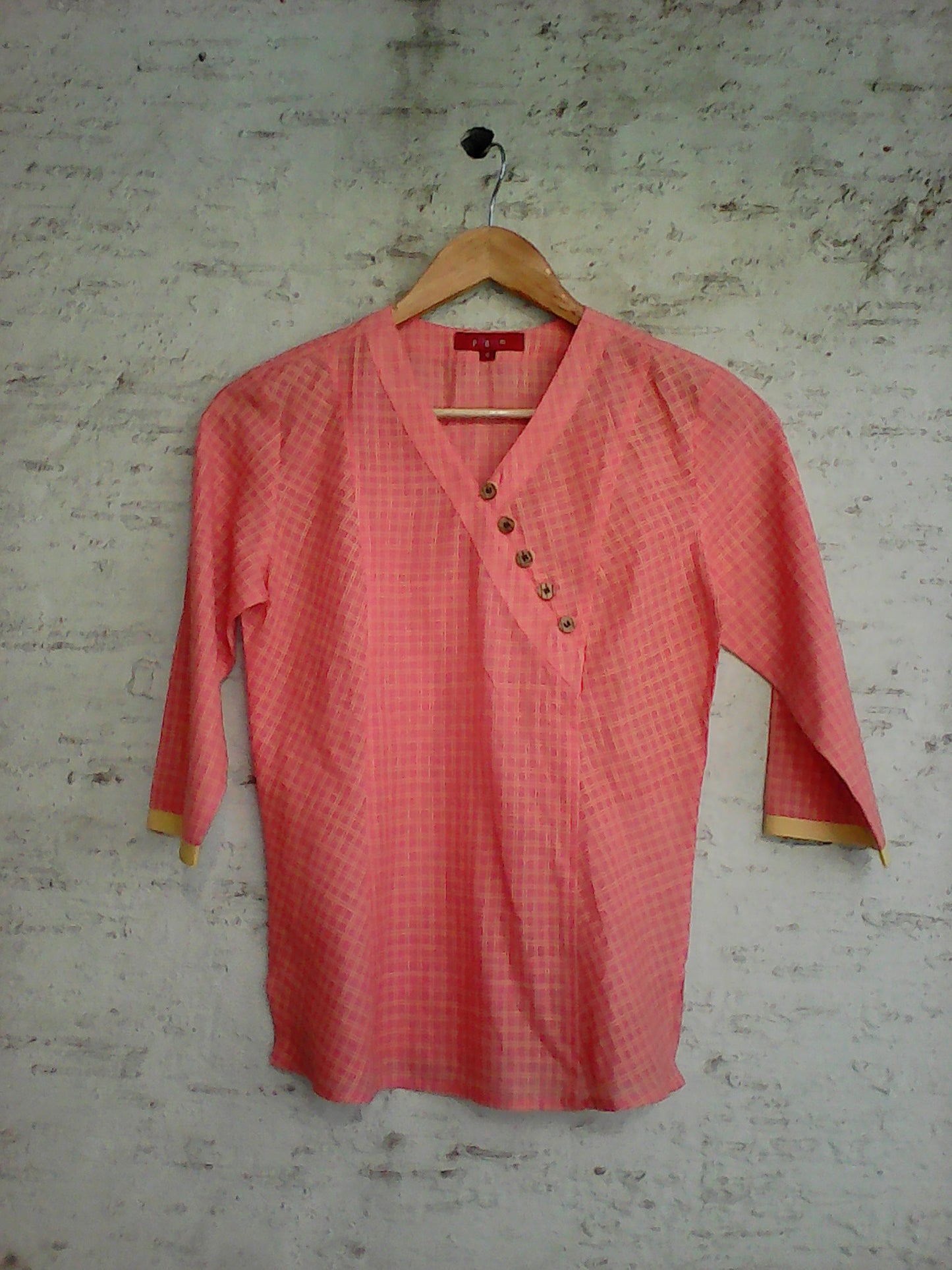 Left-Of-Center Top - Flamingo Checked