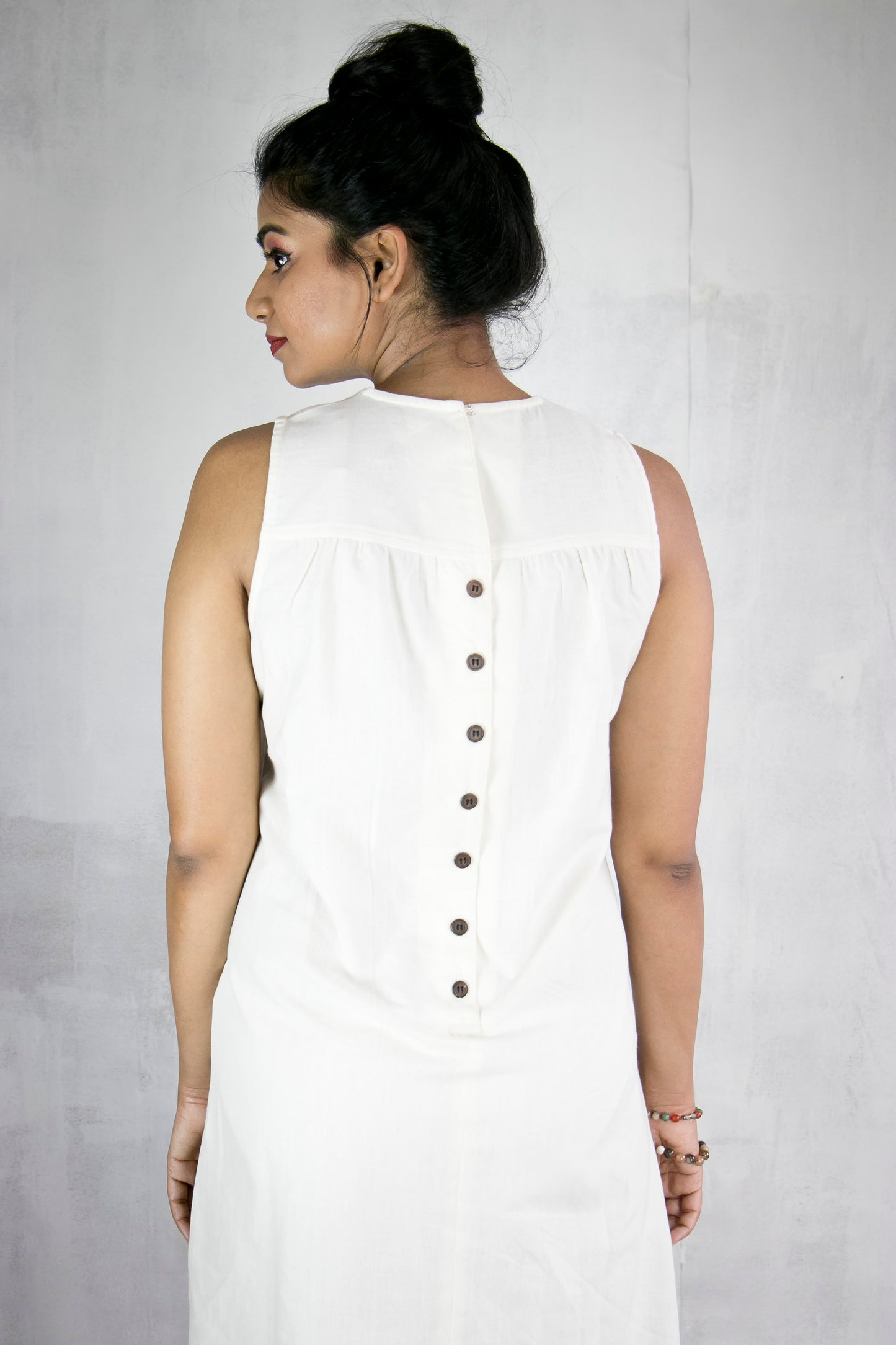 Kalyani Dress - Off White Cotton