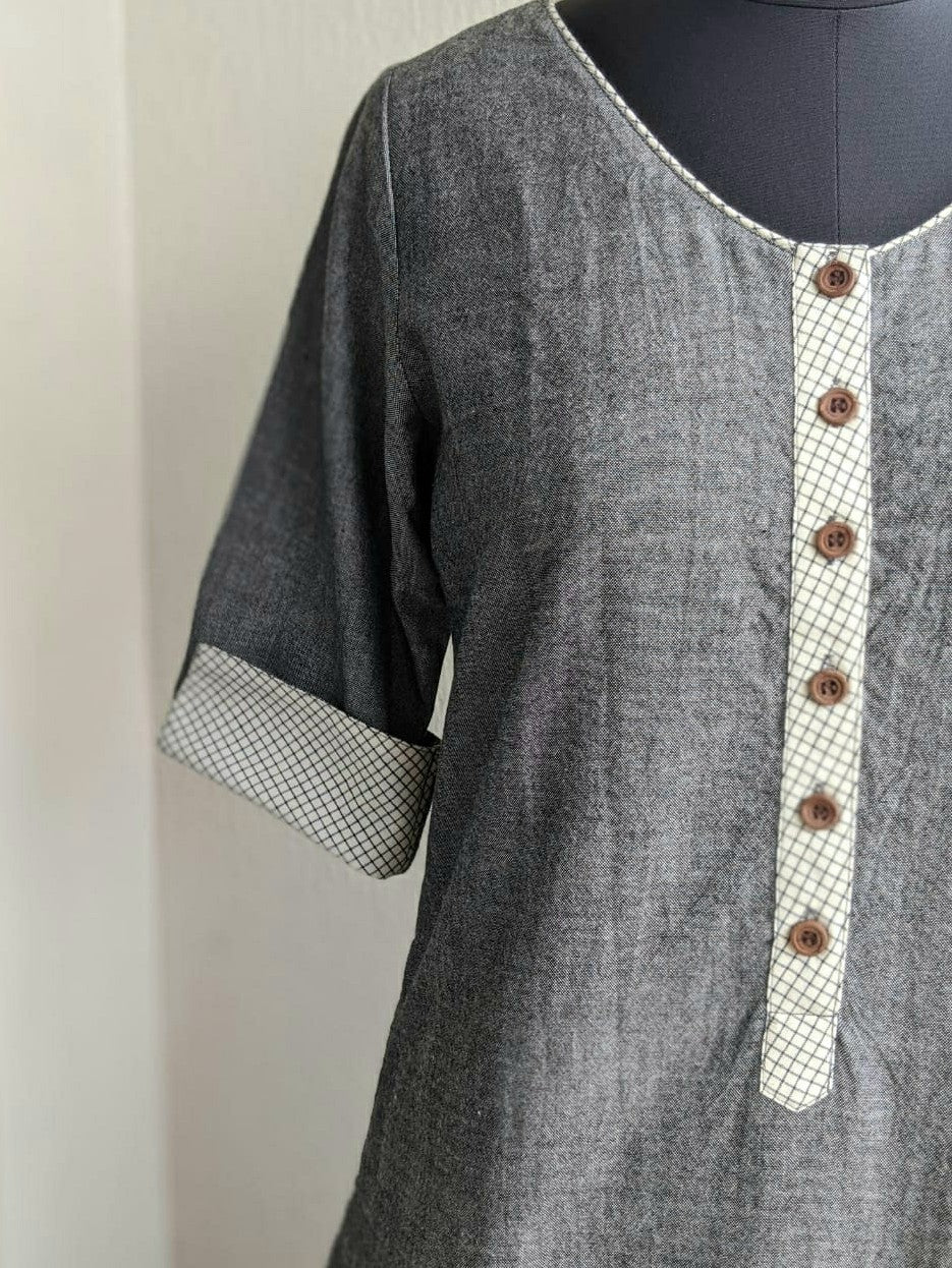 Zoya Kurta - Grey Cotton