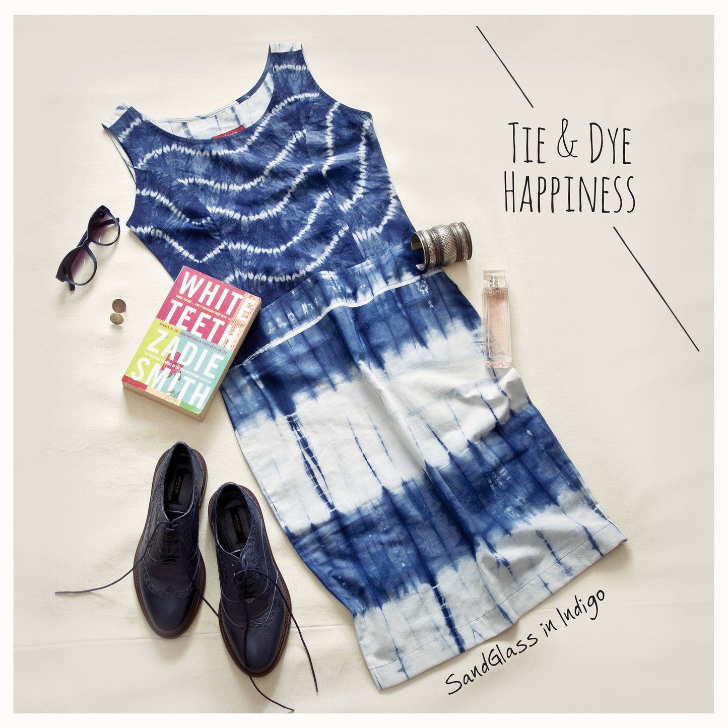 SandGlass Dress - Indigo Multi Tie and Dye