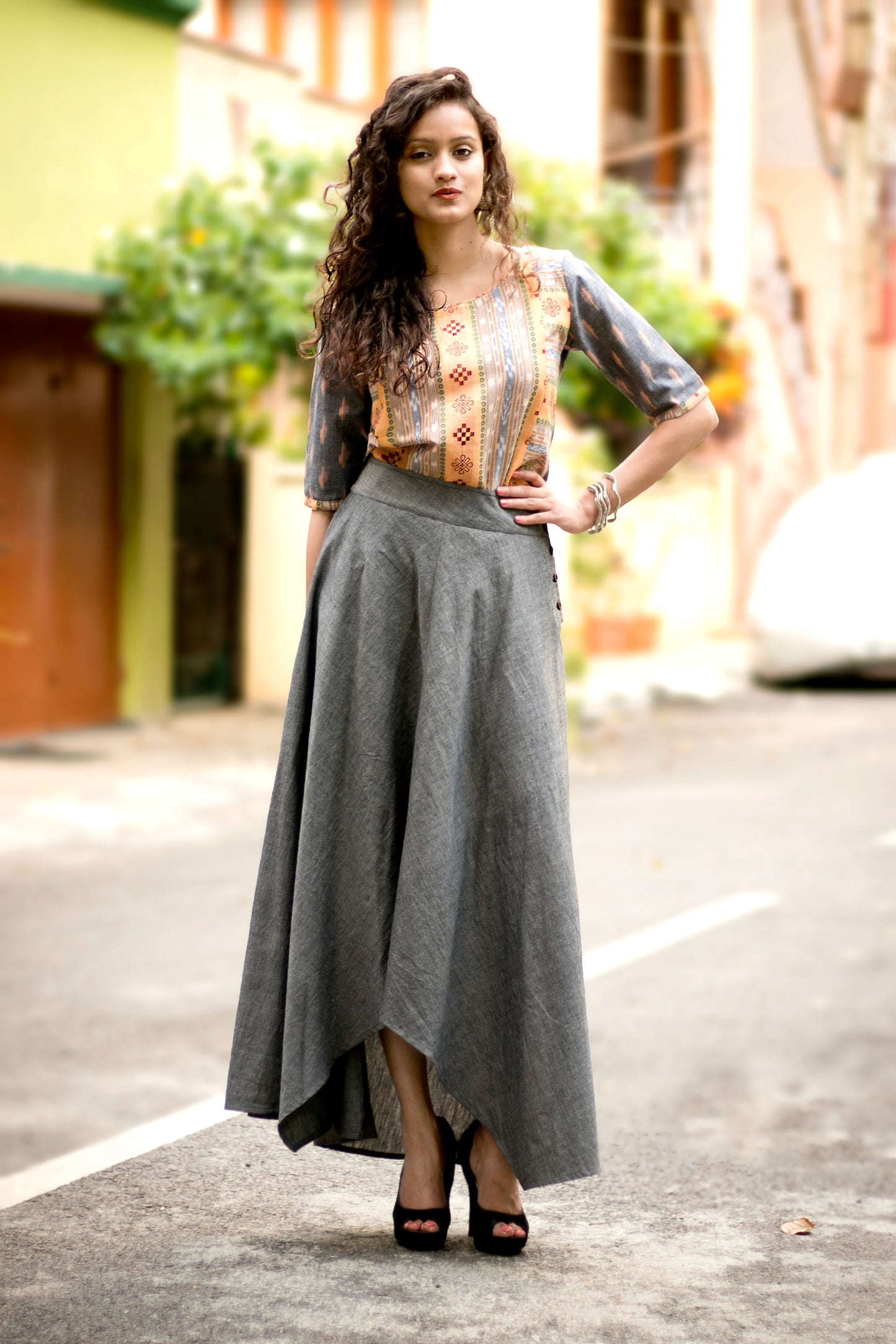 Adhira Skirt - Grey Cotton