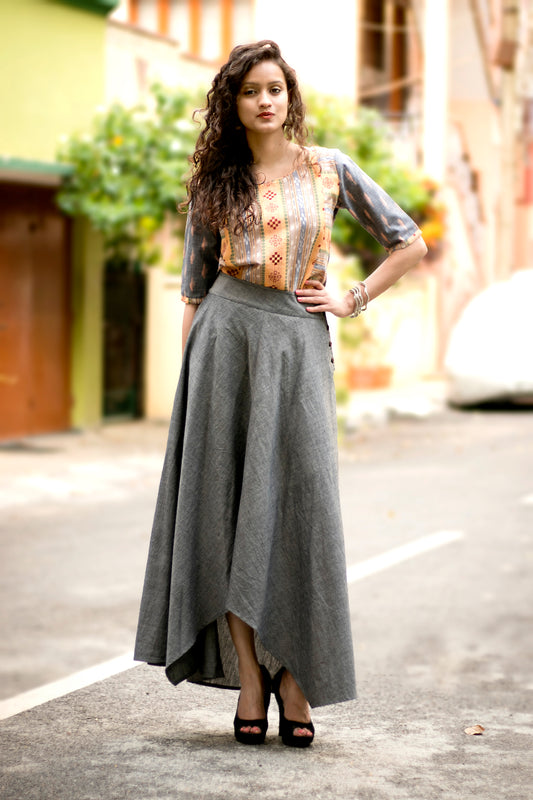 Adhira Skirt - Grey Cotton