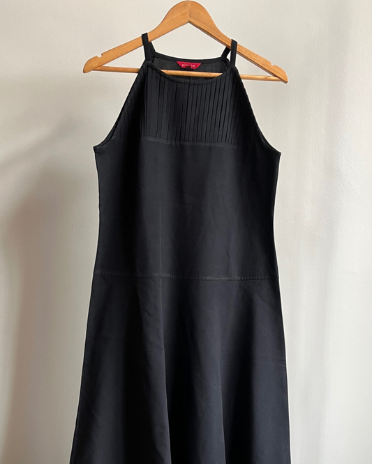 Tara Dress - Black Cotton with Grey Cotton