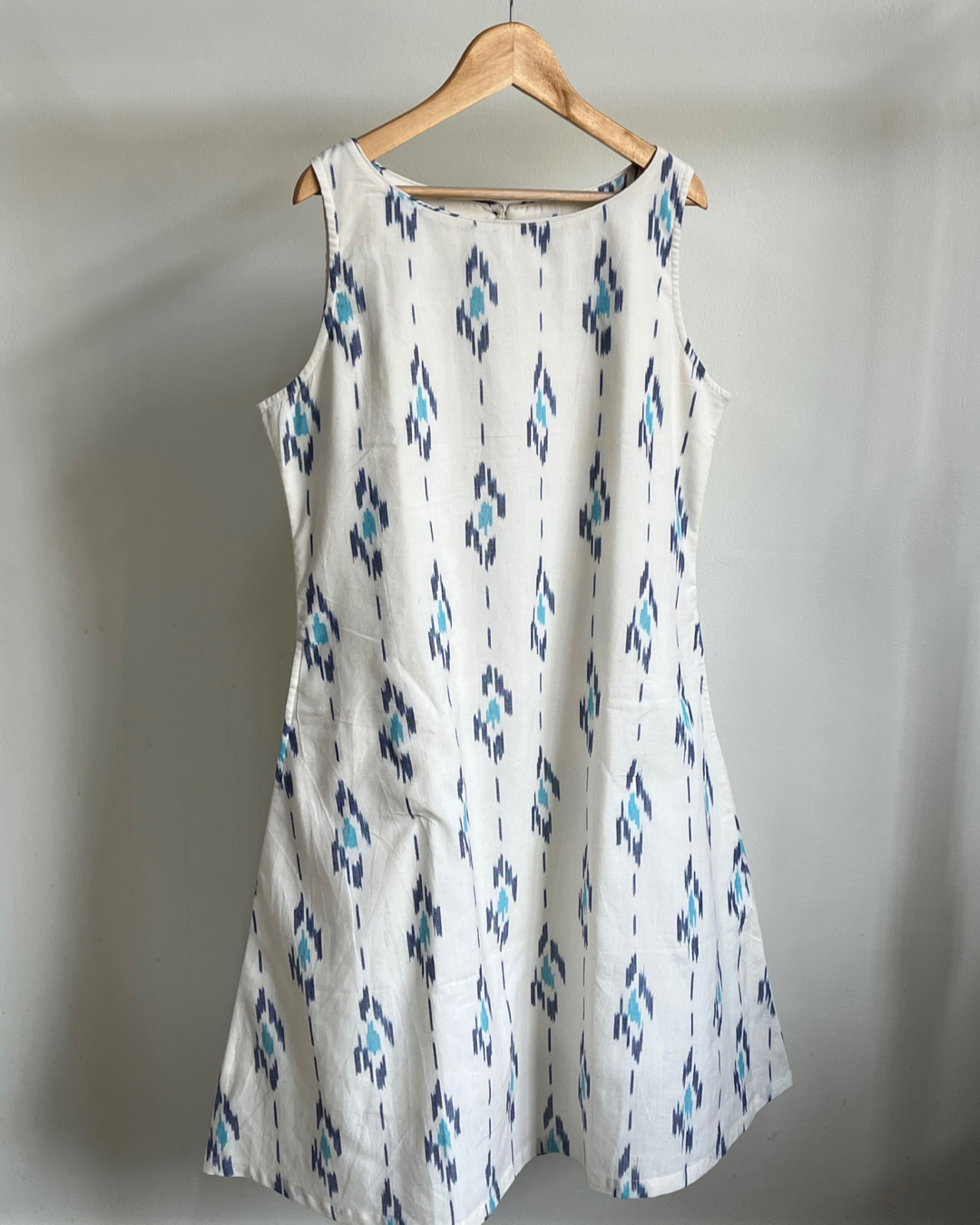 Amrit Dress - Off White Indigo Ikat