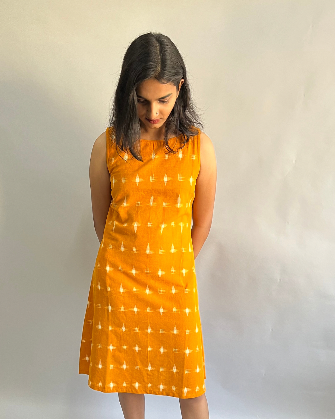 Amrit Dress - Bright Yellow Ikkat