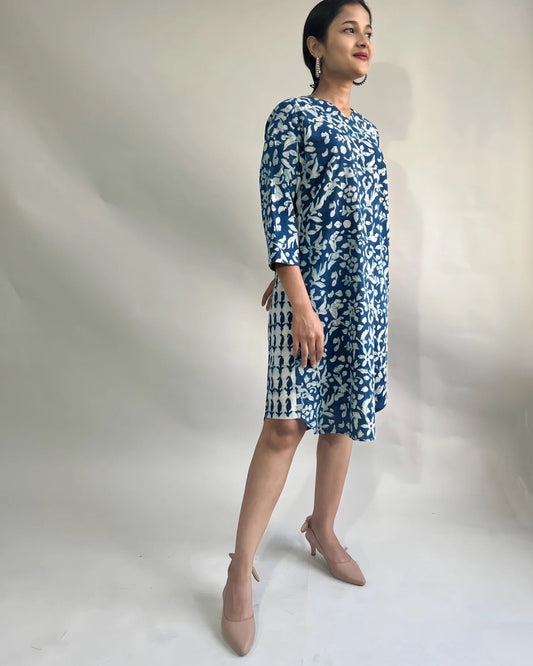 Lekha Dress - Indigo Blockprint