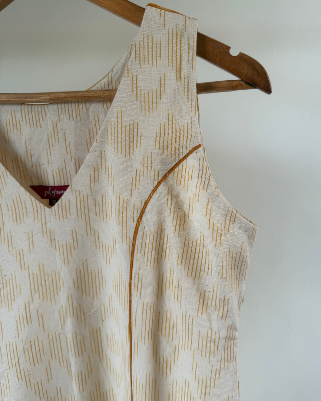 Nutan Dress - Kora with yellow ikkat
