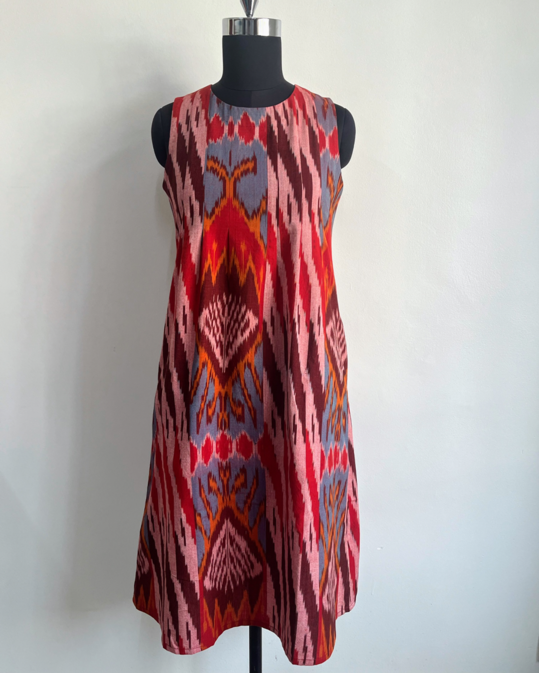 Kalyani Dress - Red Uzbek Ikat