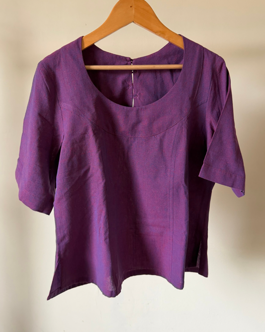 Zig Zag Top - purple cotton