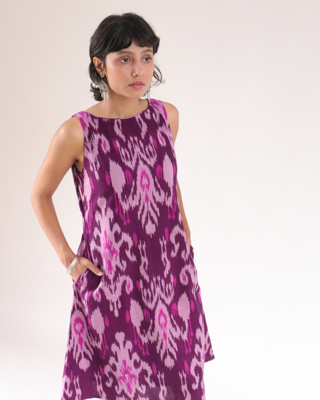 Amrit Dress - Purple Pink Ikat