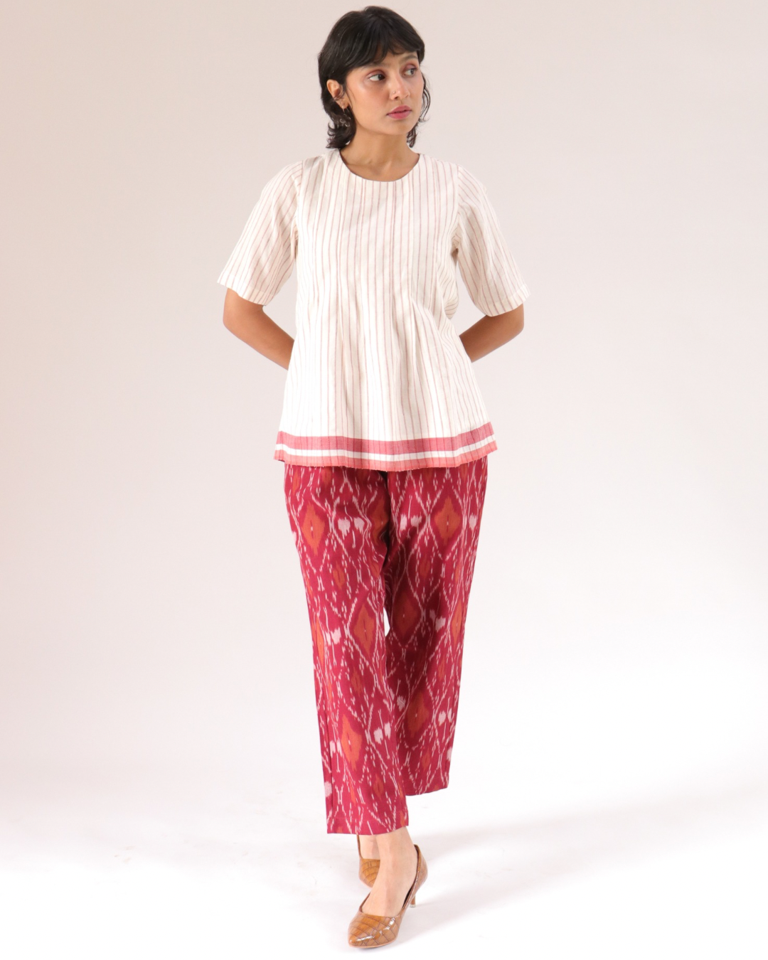 Sail Edit Pants - Maroon Ikat