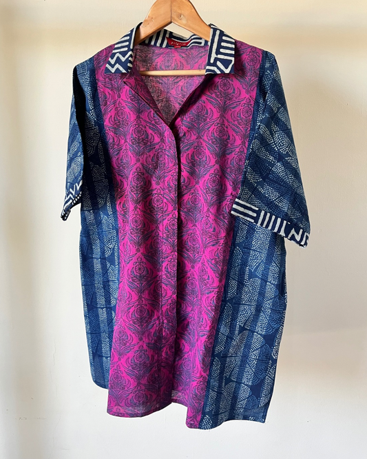 Devi Shirt - purple indigo block