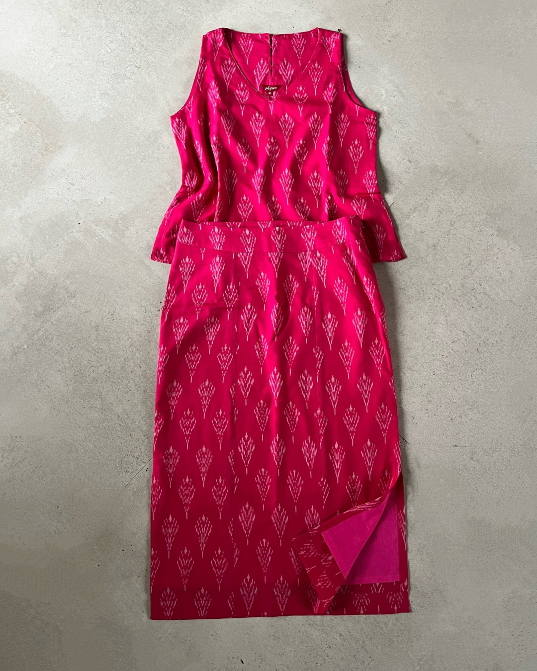 Maya Top and Anya Skirt Set - pink ikkat